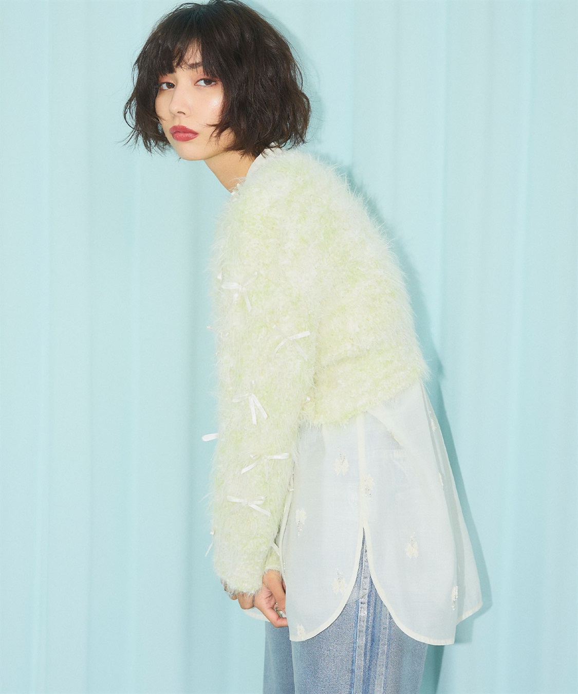 ELLEgirl リボンフェザーニットカーディガン_sub_16