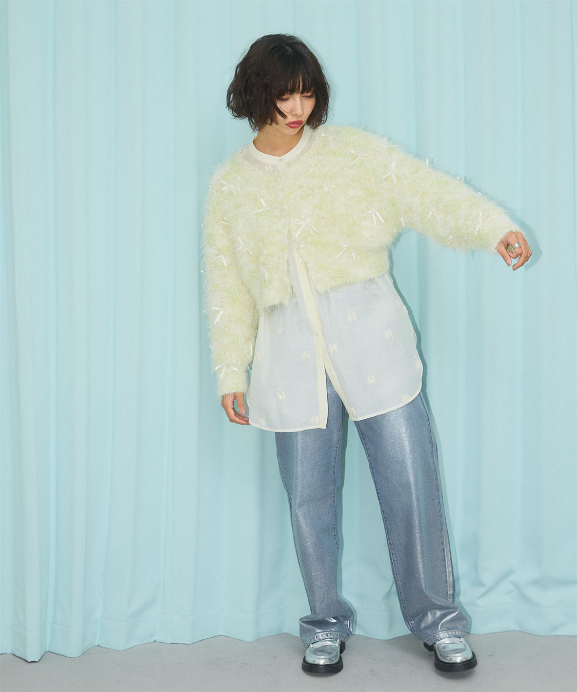 ELLEgirl リボンフェザーニットカーディガン_sub_18