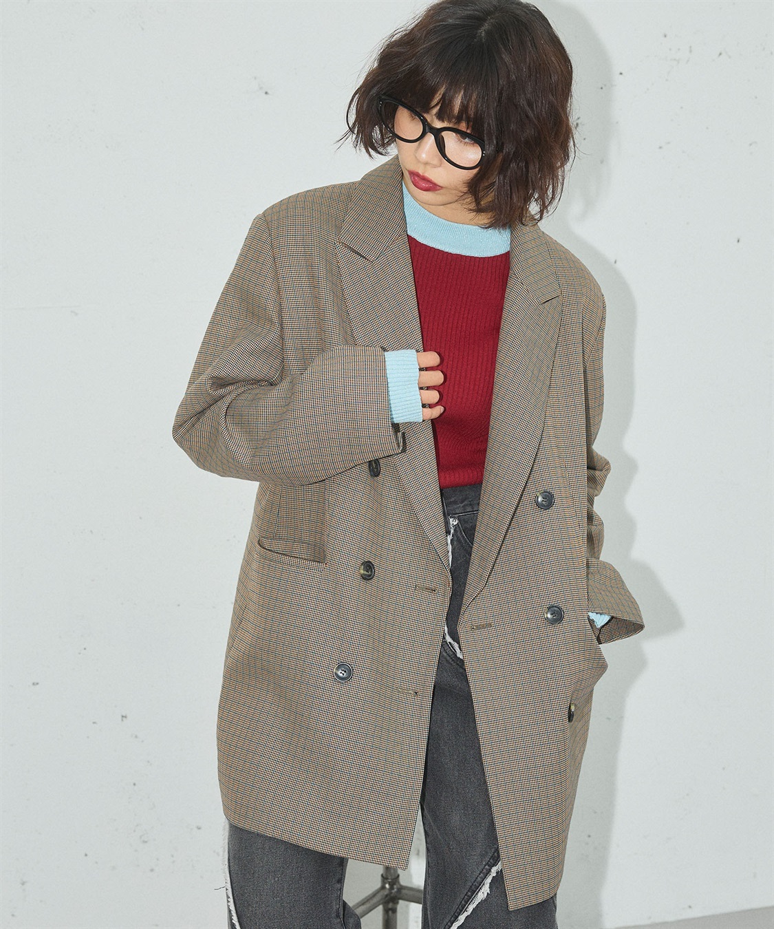 ELLEgirl 配色ラメリブハイネックニットトップス_sub_6