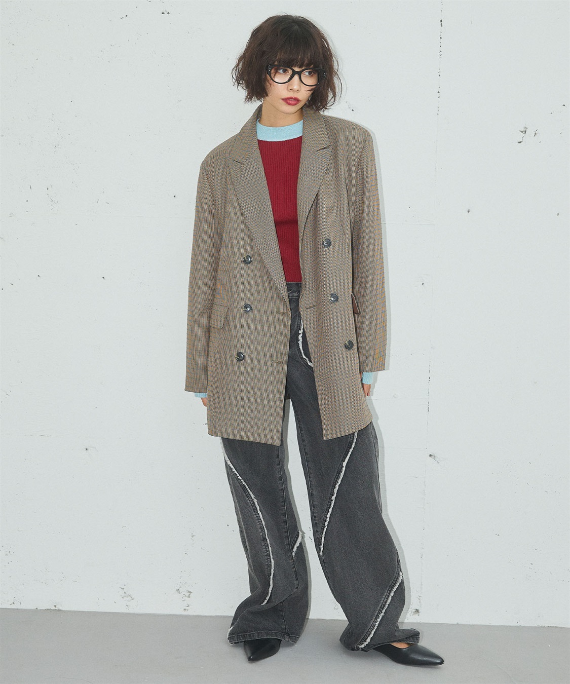 ELLEgirl 配色ラメリブハイネックニットトップス_sub_8