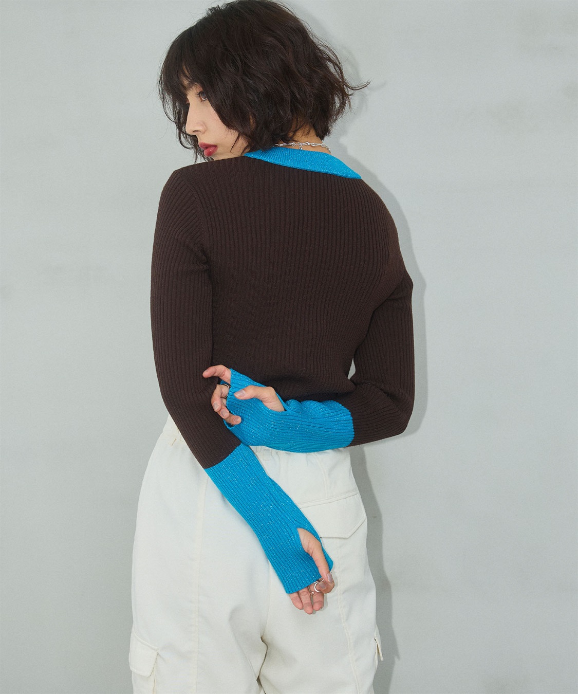 ELLEgirl 配色ラメリブハイネックニットトップス_sub_16