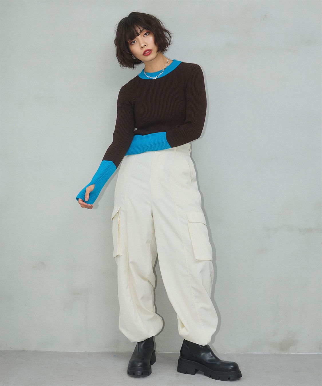 ELLEgirl 配色ラメリブハイネックニットトップス_sub_18