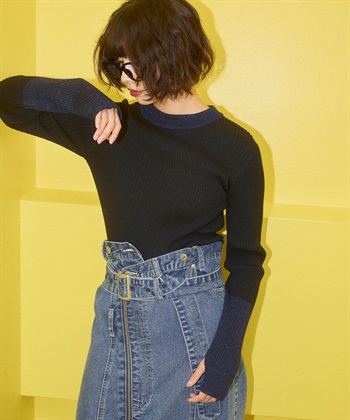 ELLEgirl 配色ラメリブハイネックニットトップス_subthumb_24