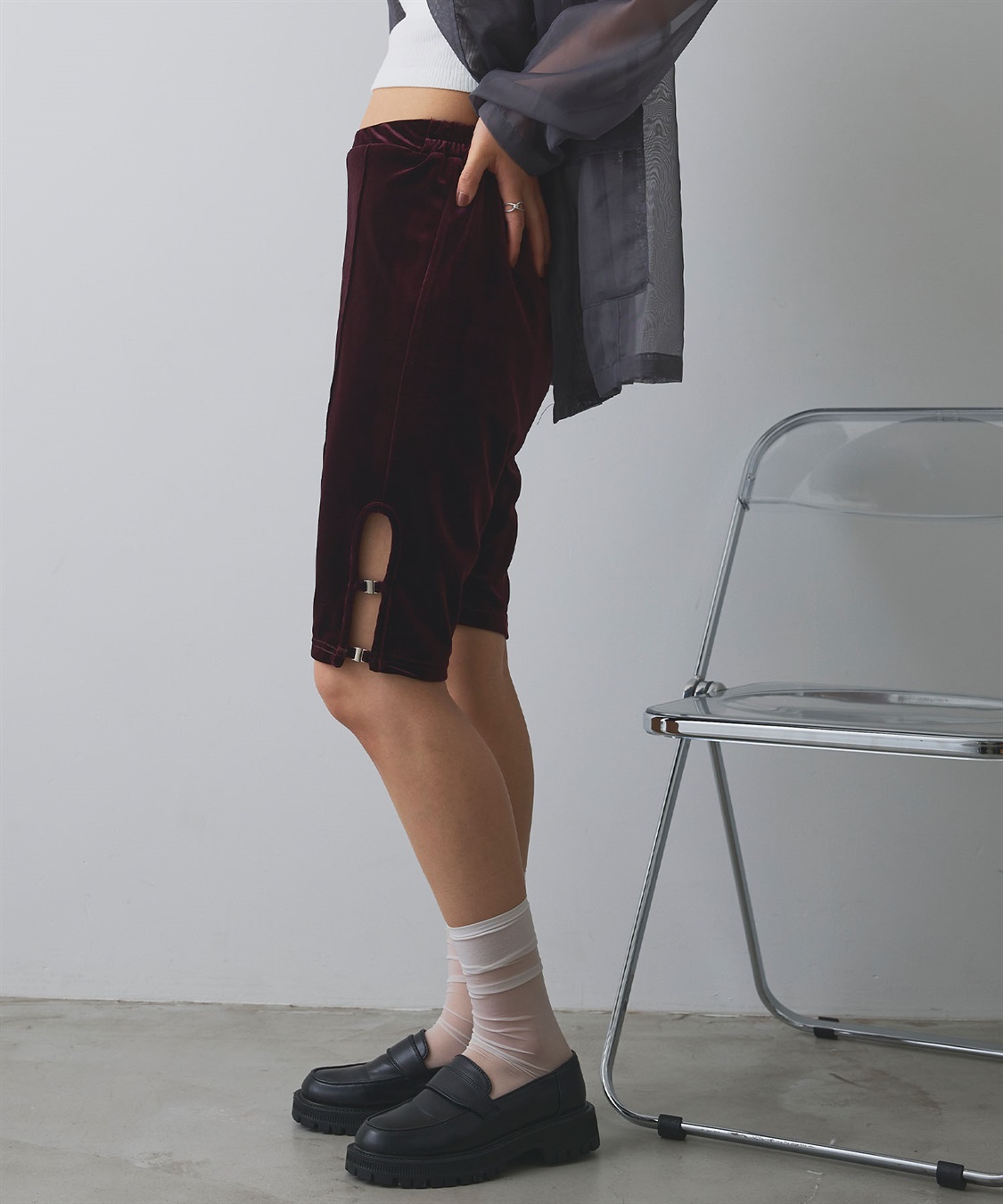 ELLEgirl ベロアハーフレギンス_sub_3