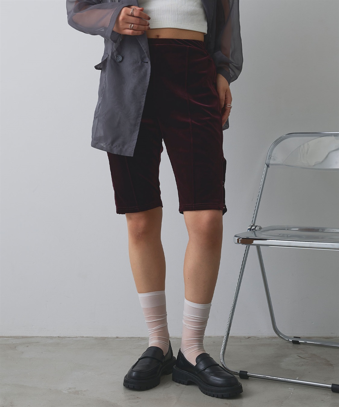 ELLEgirl ベロアハーフレギンス_sub_4