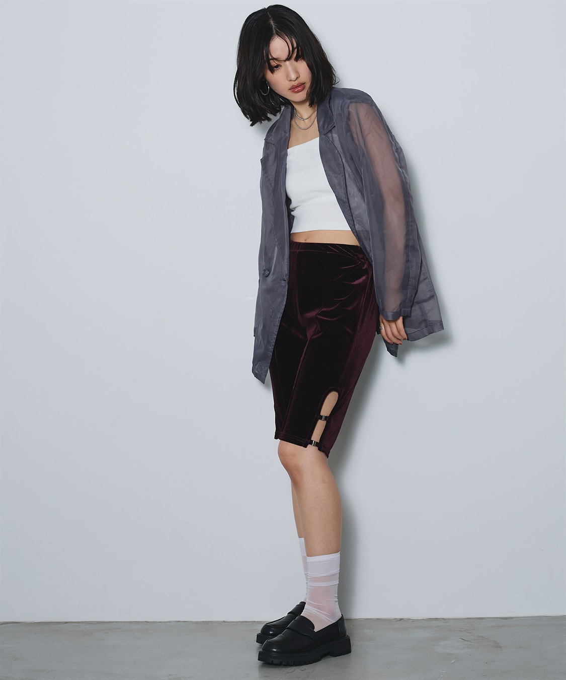 ELLEgirl ベロアハーフレギンス_sub_9