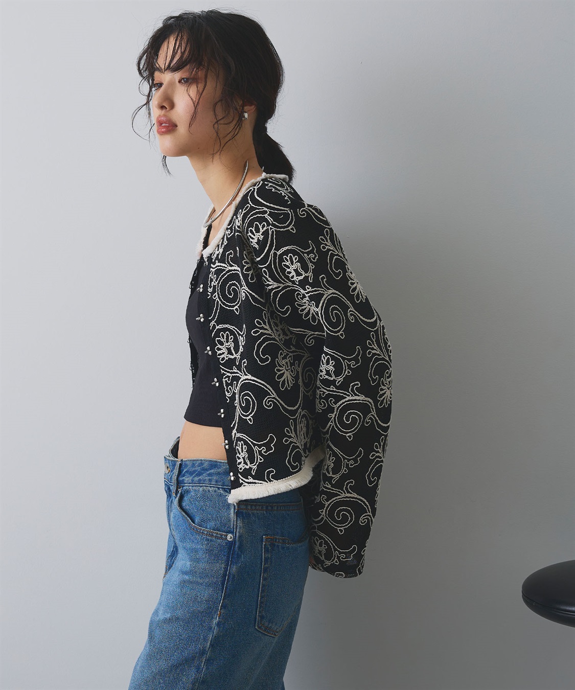 ELLEgirl コード刺繍メッシュカーディガン_sub_5