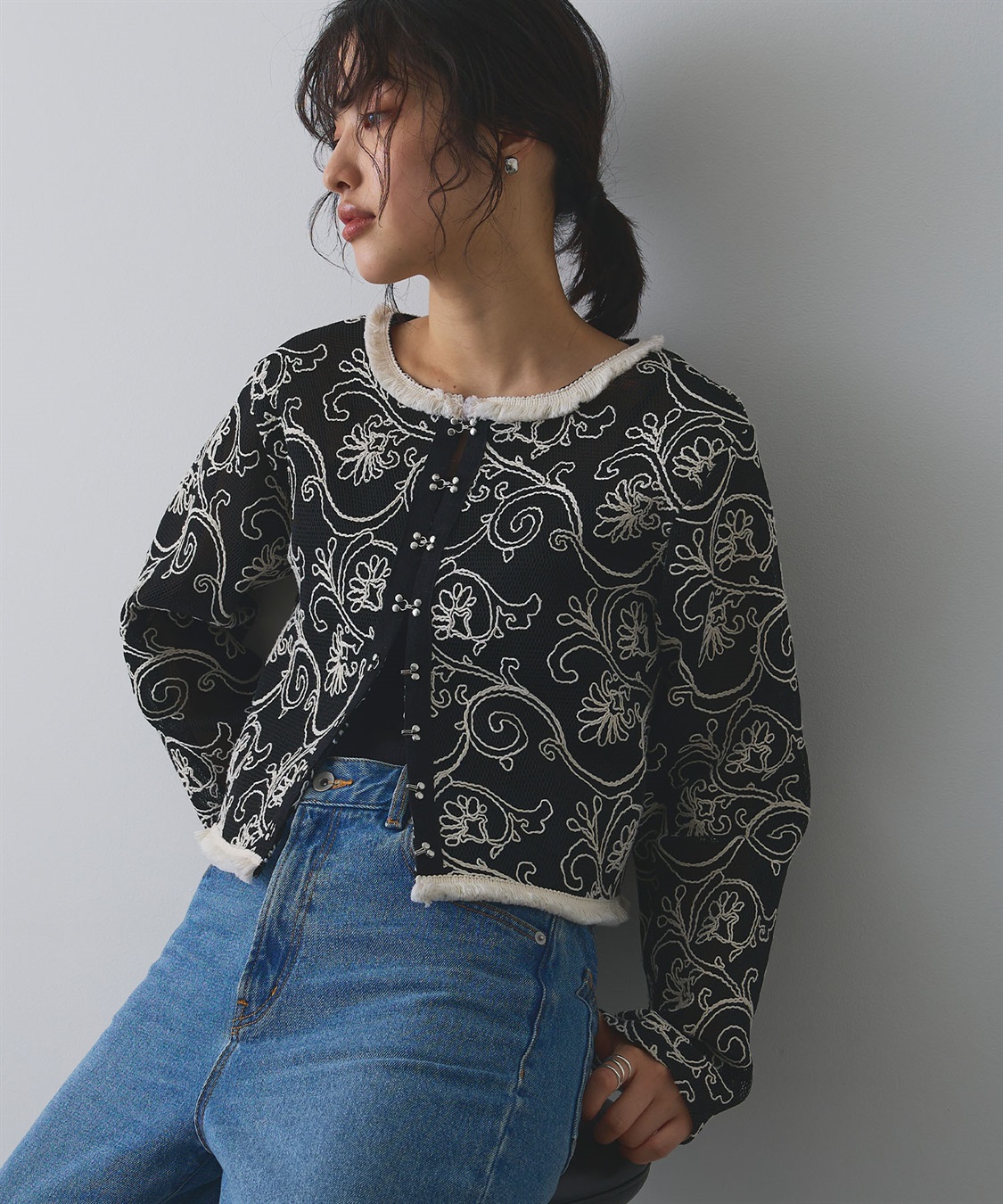 ELLEgirl コード刺繍メッシュカーディガン_sub_7