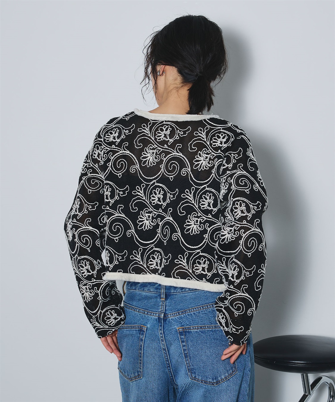 ELLEgirl コード刺繍メッシュカーディガン_sub_12