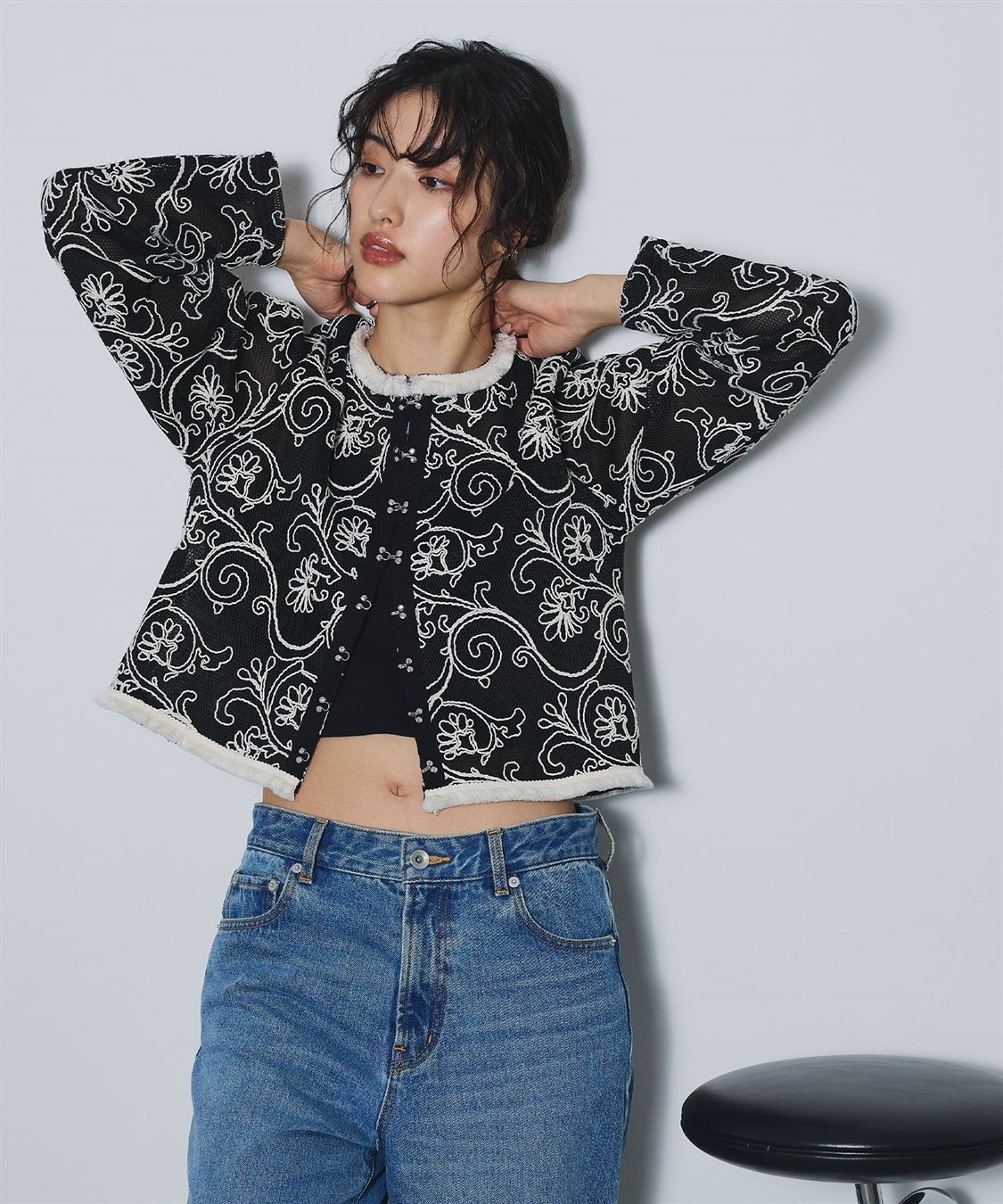 ELLEgirl コード刺繍メッシュカーディガン_sub_13