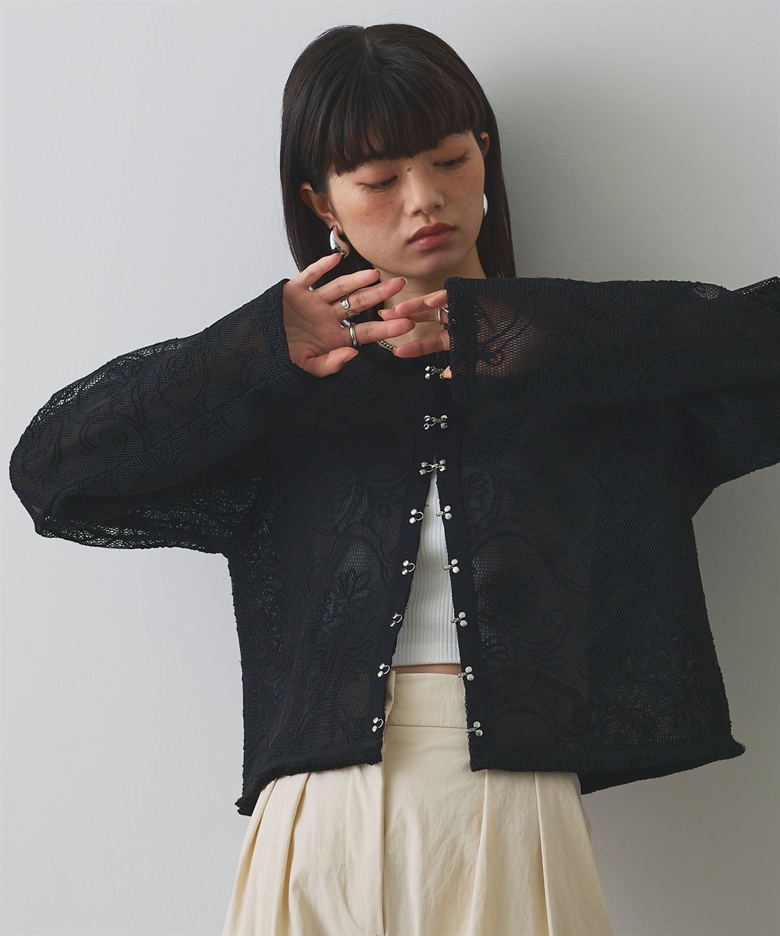 ELLEgirl コード刺繍メッシュカーディガン_sub_14