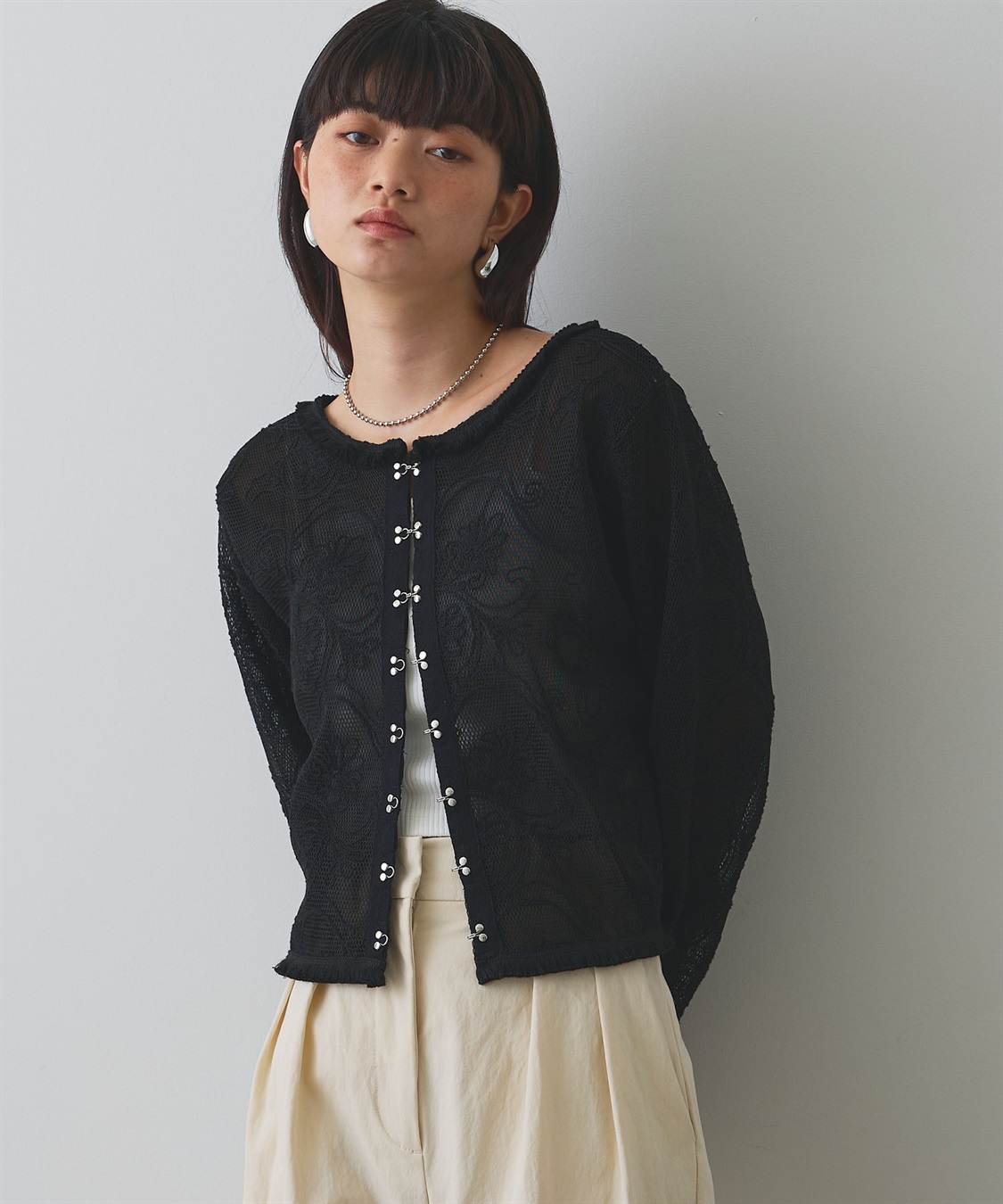 ELLEgirl コード刺繍メッシュカーディガン_sub_15