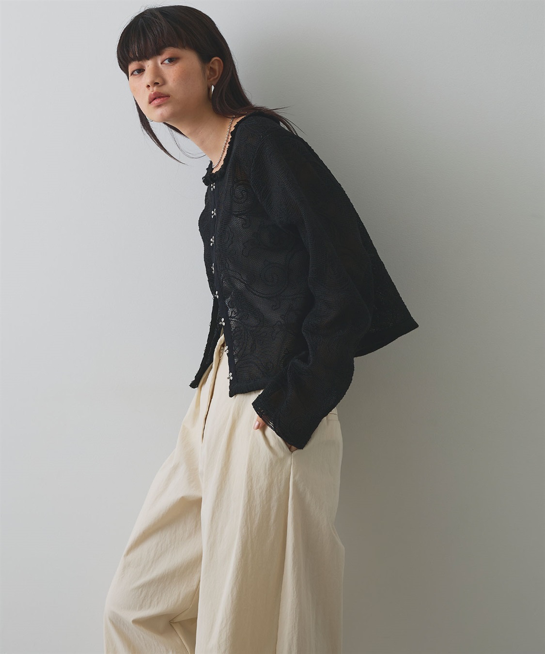 ELLEgirl コード刺繍メッシュカーディガン_sub_16