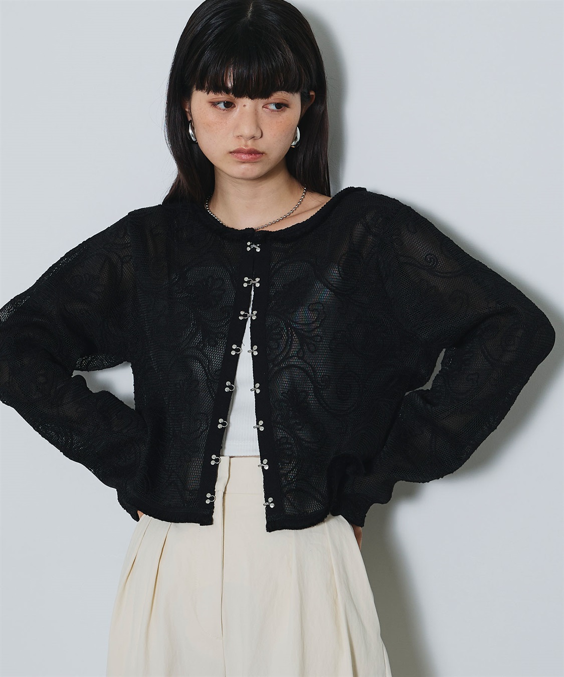 ELLEgirl コード刺繍メッシュカーディガン_sub_23