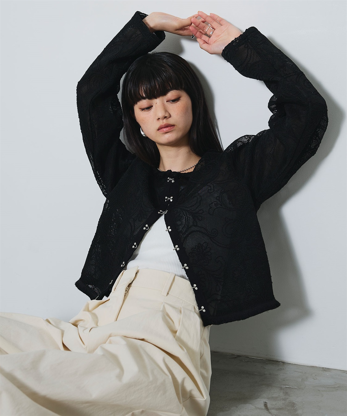 ELLEgirl コード刺繍メッシュカーディガン_sub_24