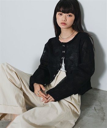 ELLEgirl コード刺繍メッシュカーディガン_subthumb_25