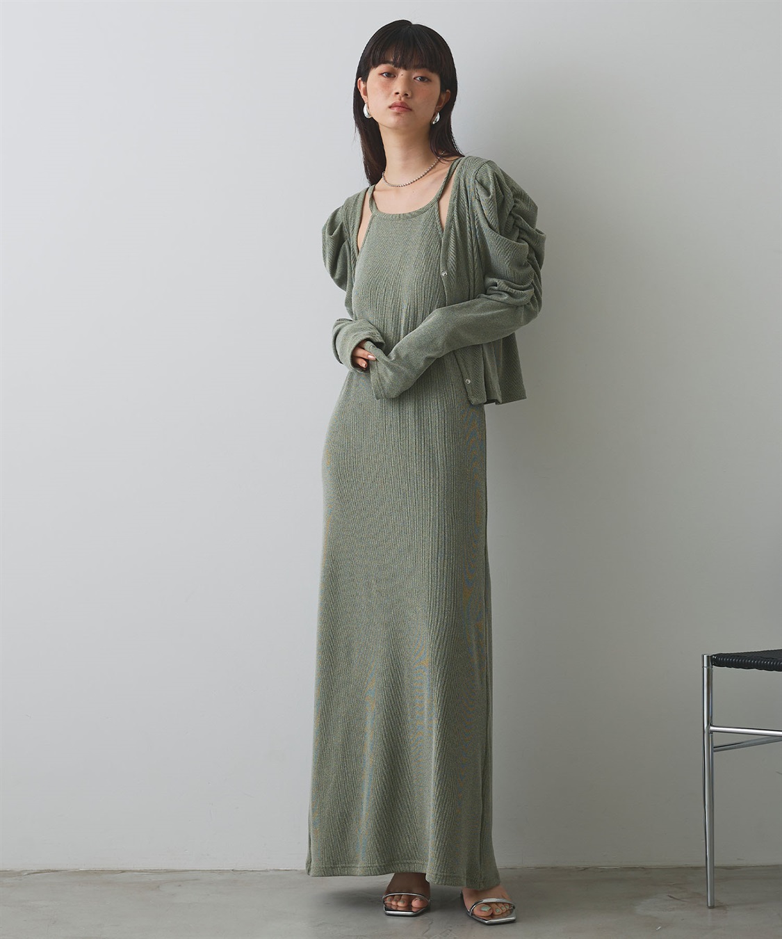 ELLEgirl パフスリーブカーディガンアンサンブルワンピース_sub_2