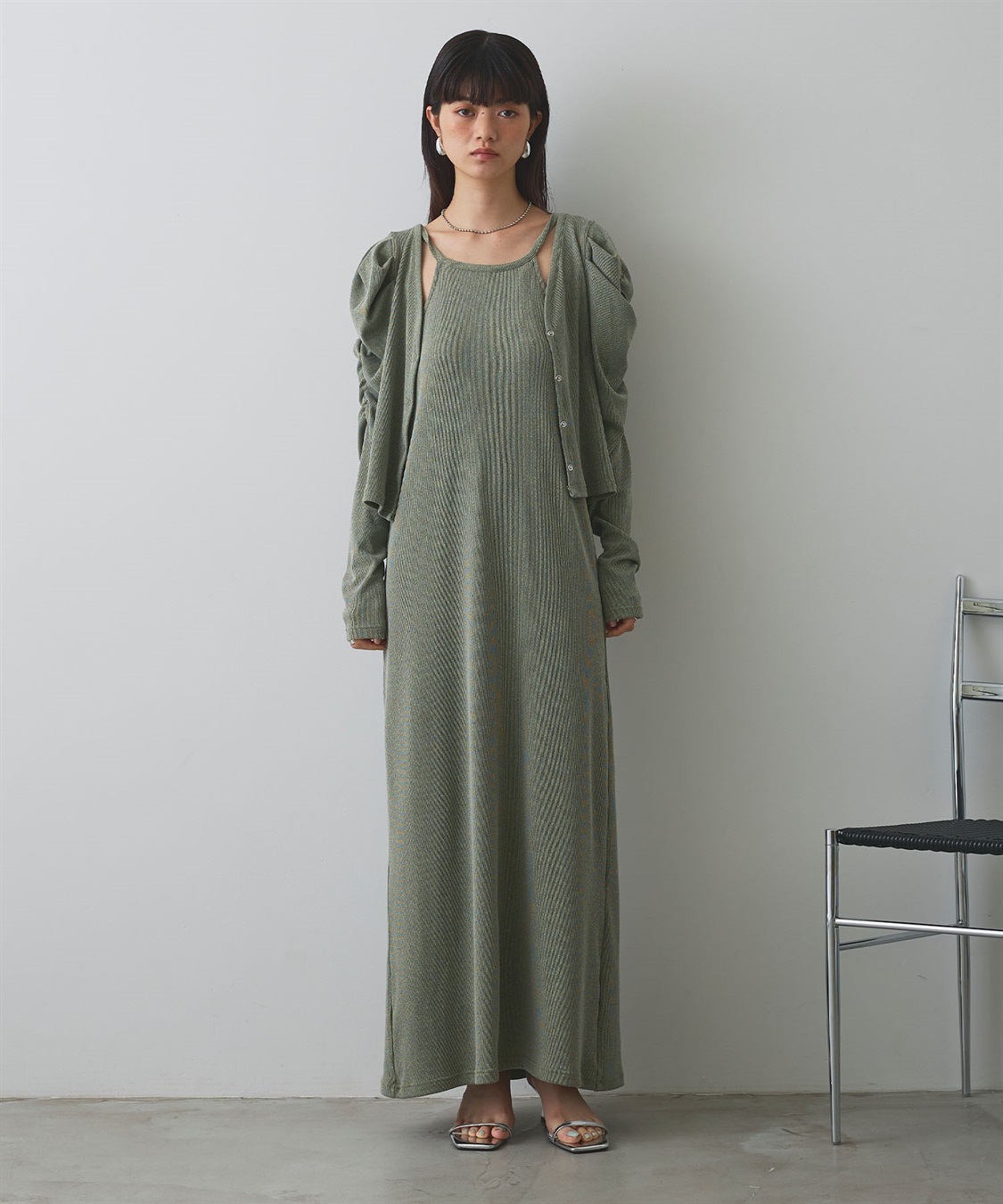 ELLEgirl パフスリーブカーディガンアンサンブルワンピース_sub_3