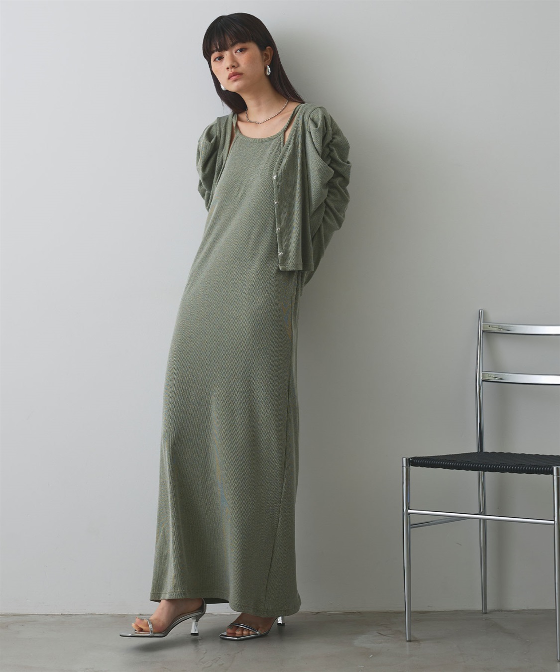 ELLEgirl パフスリーブカーディガンアンサンブルワンピース_sub_4