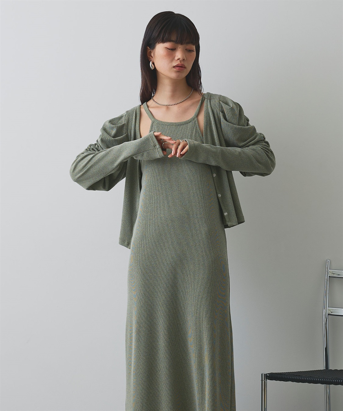 ELLEgirl パフスリーブカーディガンアンサンブルワンピース_sub_6