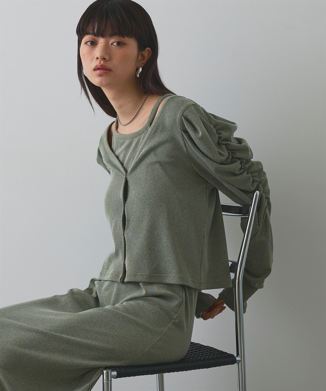 ELLEgirl パフスリーブカーディガンアンサンブルワンピース_sub_8