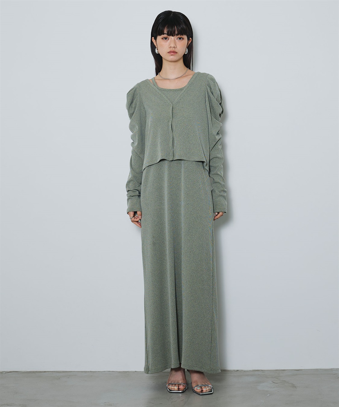 ELLEgirl パフスリーブカーディガンアンサンブルワンピース_sub_11