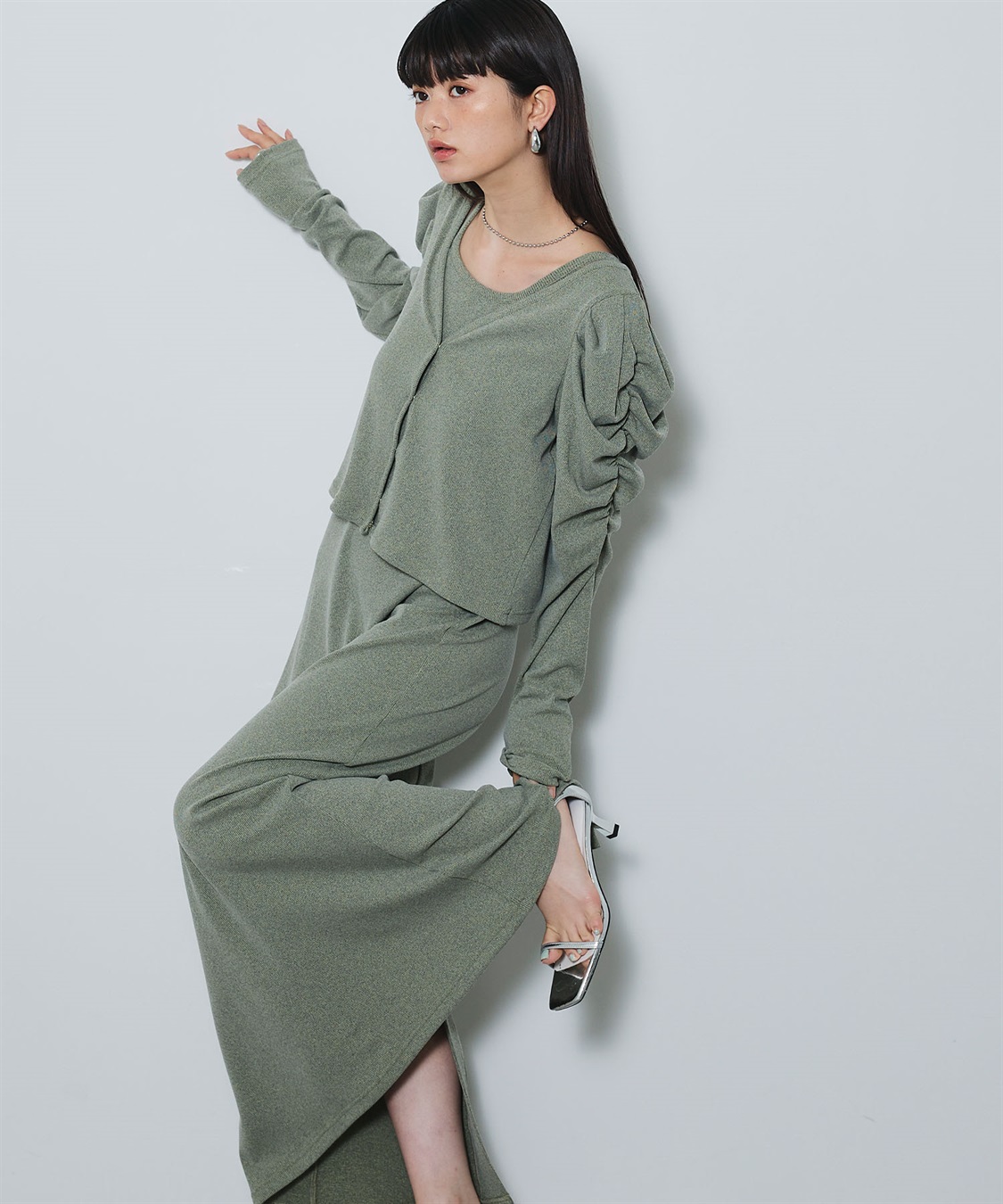 ELLEgirl パフスリーブカーディガンアンサンブルワンピース_sub_14