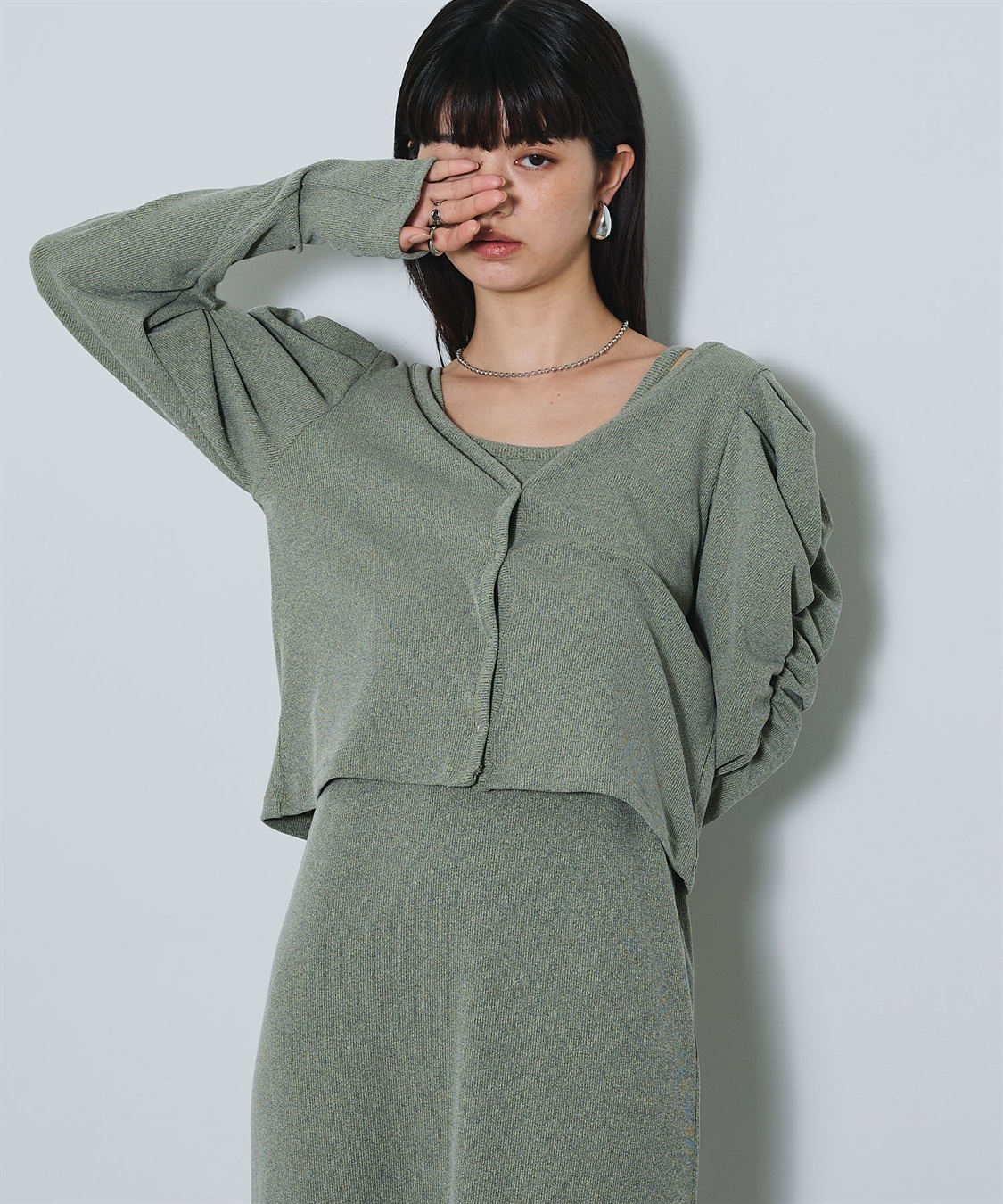 ELLEgirl パフスリーブカーディガンアンサンブルワンピース_sub_18