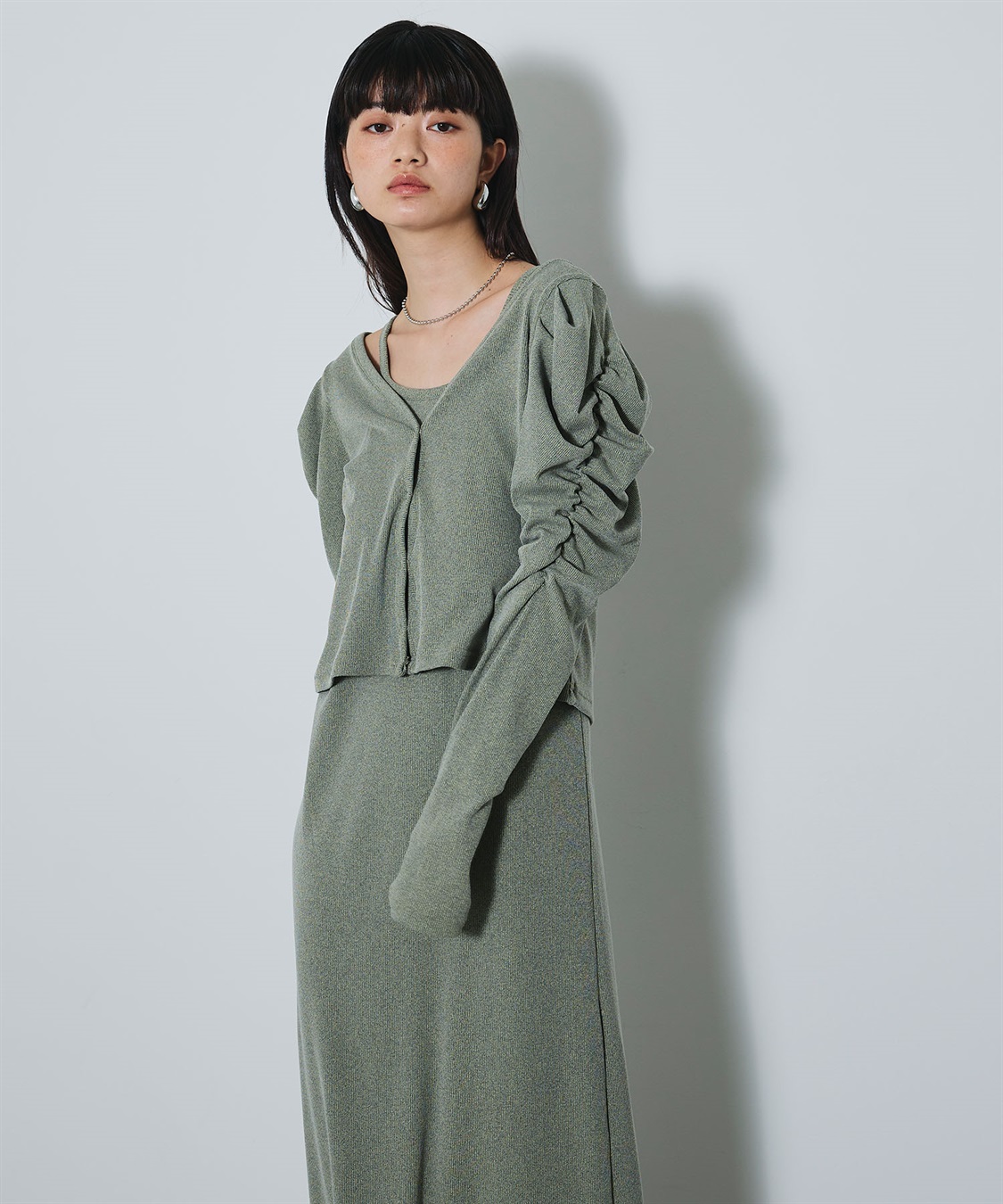 ELLEgirl パフスリーブカーディガンアンサンブルワンピース_sub_19