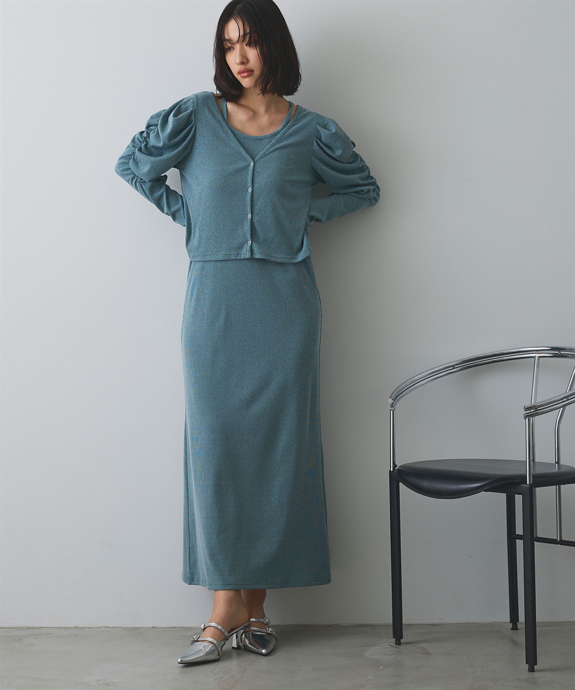 ELLEgirl パフスリーブカーディガンアンサンブルワンピース_sub_24