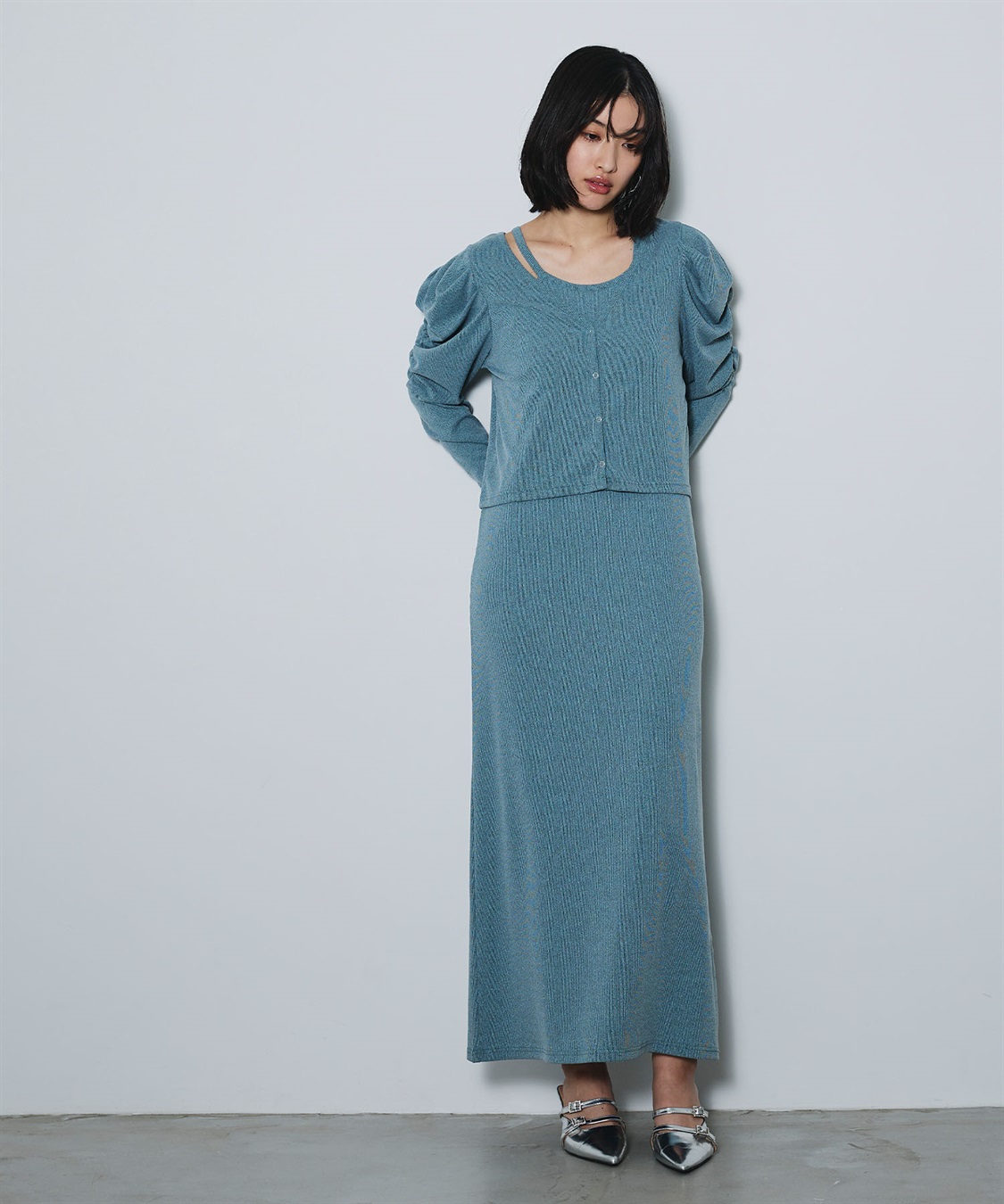 ELLEgirl パフスリーブカーディガンアンサンブルワンピース_sub_25