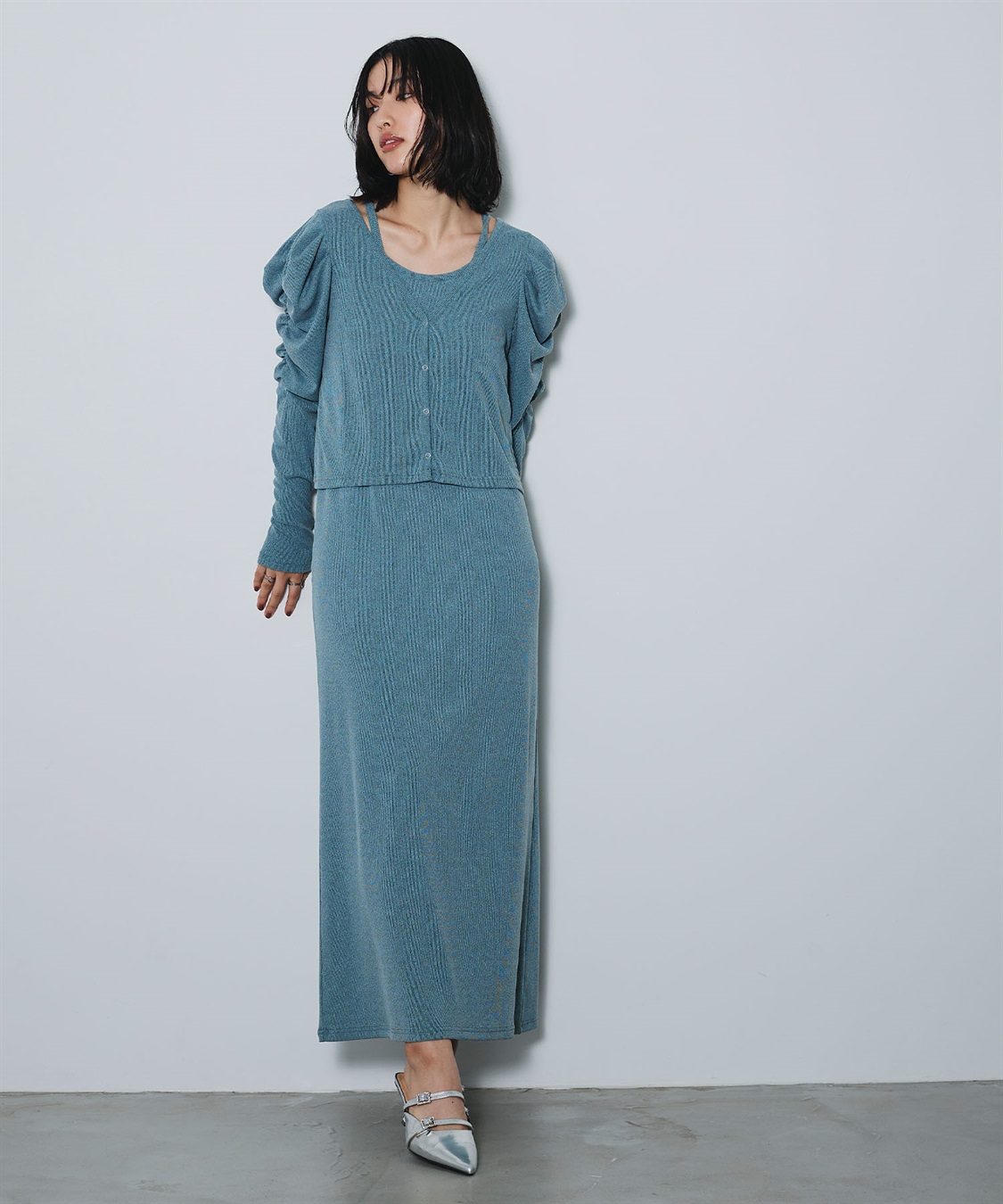 ELLEgirl パフスリーブカーディガンアンサンブルワンピース_sub_26