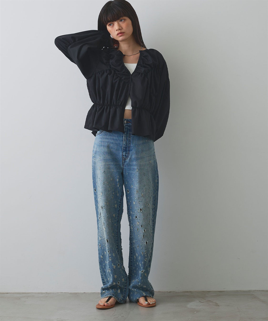 ELLEgirl ダメージクラッシュデニムパンツ_sub_2