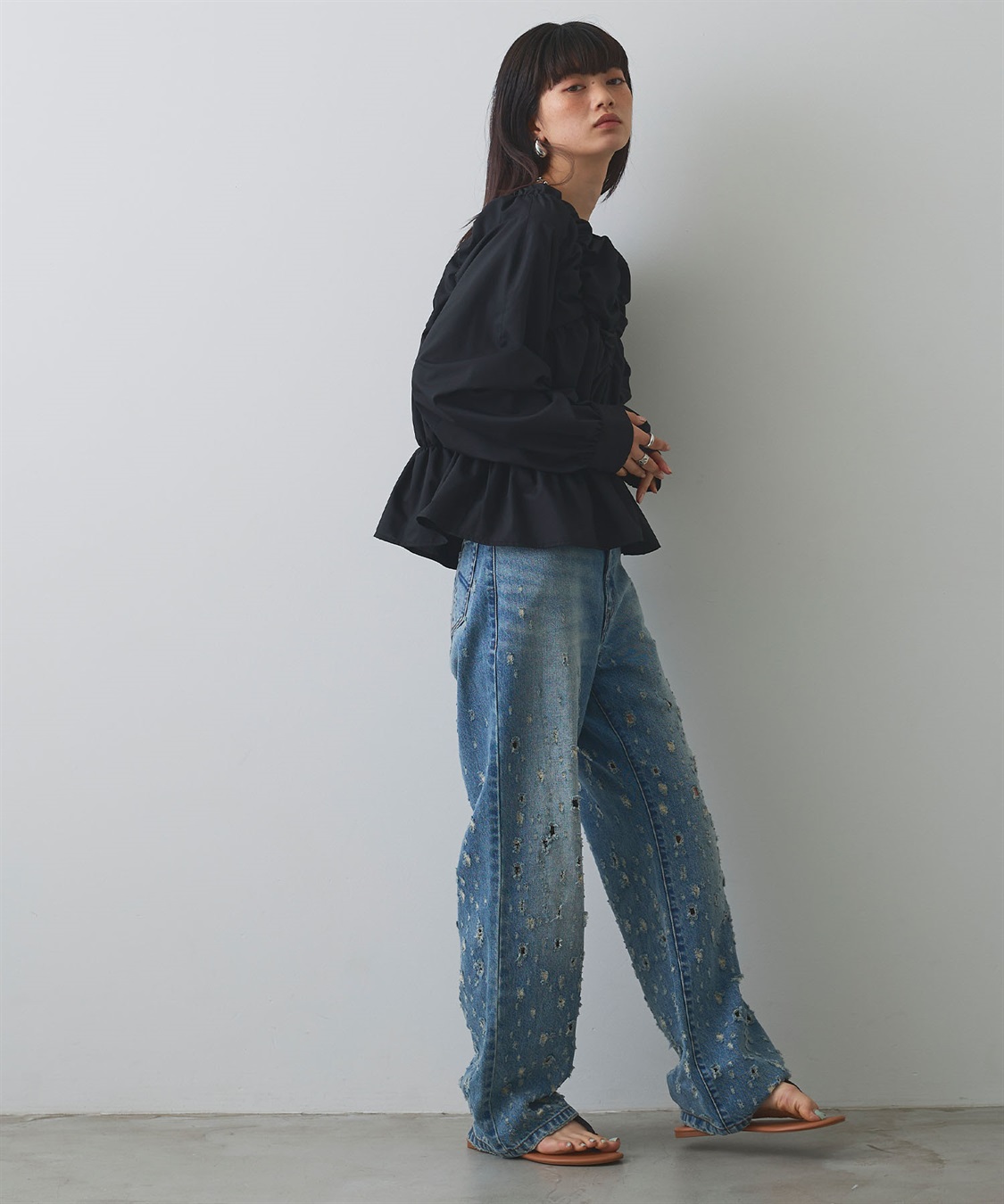 ELLEgirl ダメージクラッシュデニムパンツ_sub_4