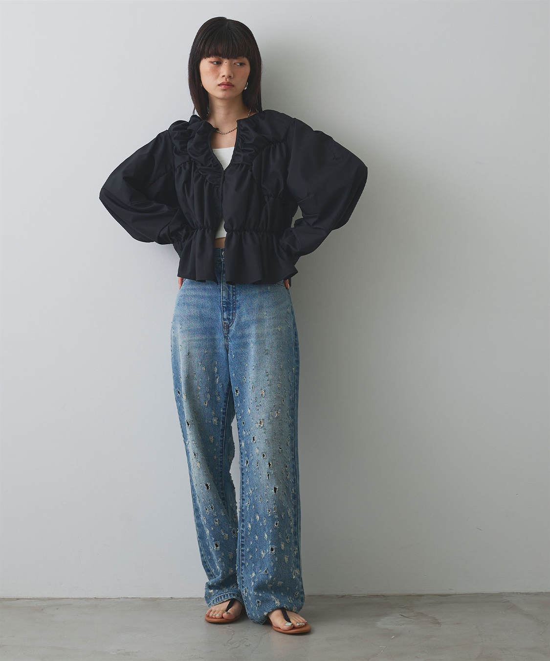 ELLEgirl ダメージクラッシュデニムパンツ_sub_5