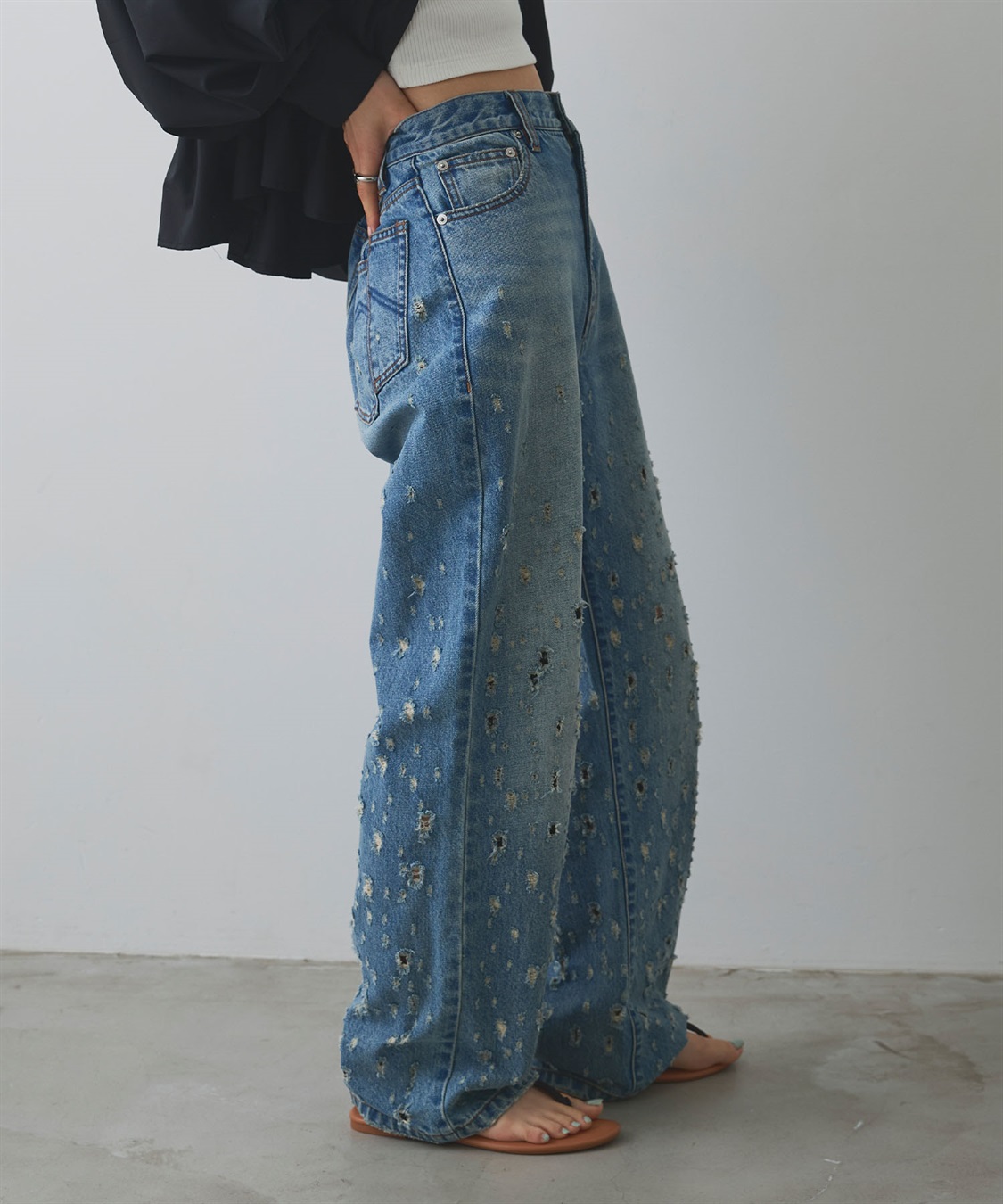 ELLEgirl ダメージクラッシュデニムパンツ_sub_6