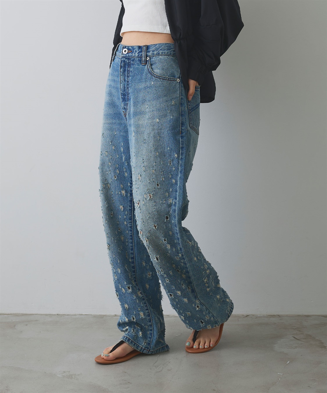 ELLEgirl ダメージクラッシュデニムパンツ_sub_8