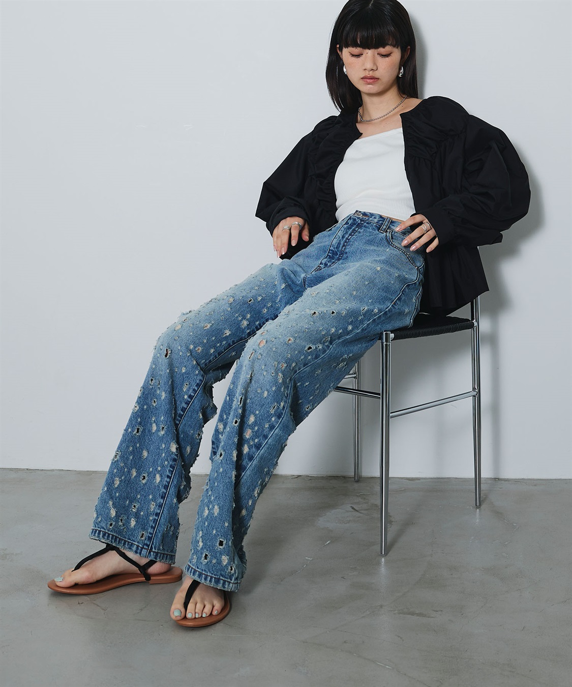 ELLEgirl ダメージクラッシュデニムパンツ_sub_10