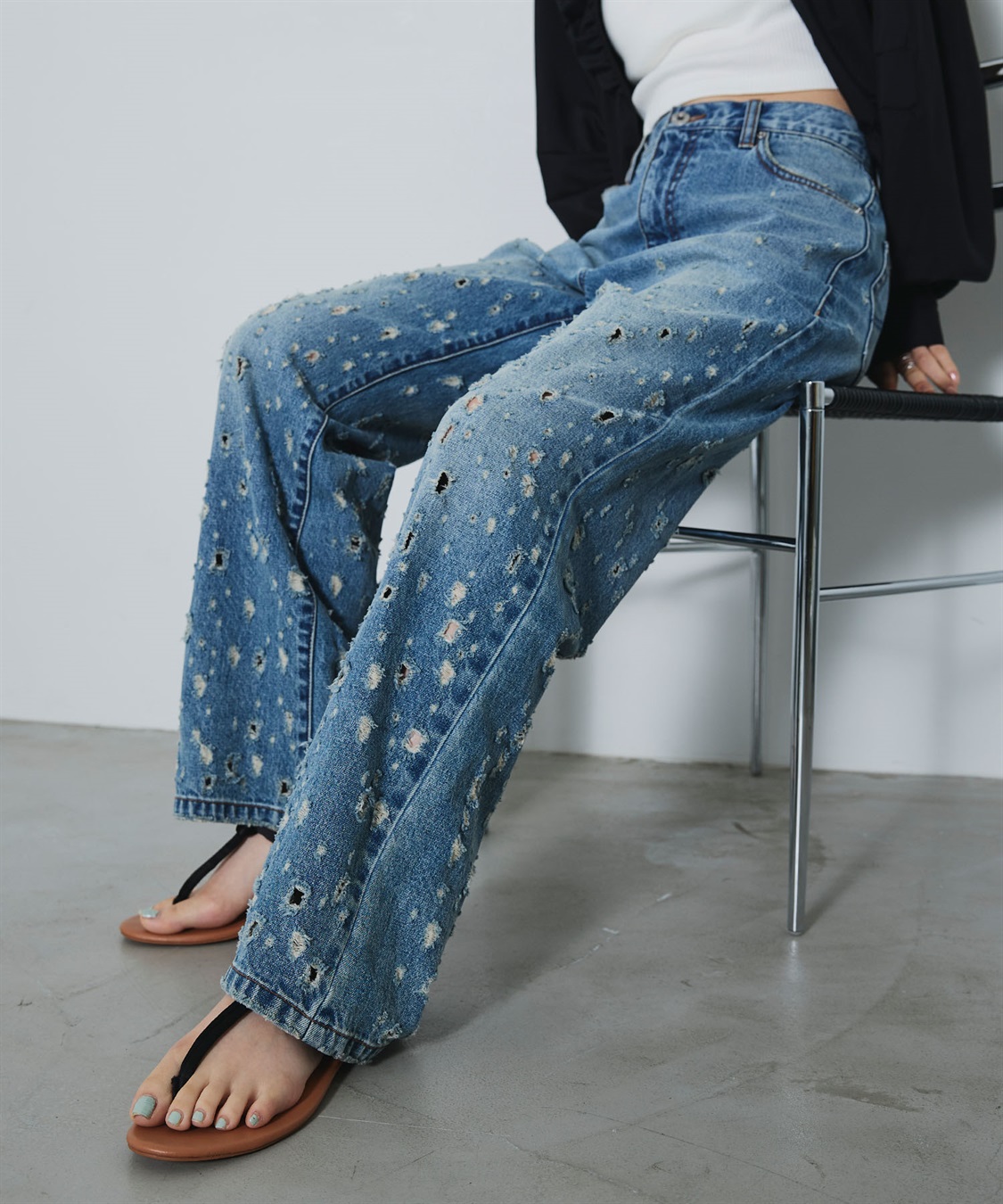 ELLEgirl ダメージクラッシュデニムパンツ_sub_11