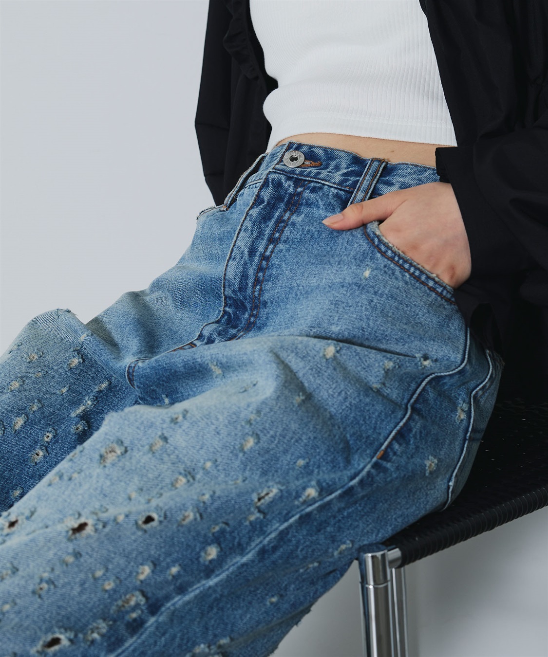 ELLEgirl ダメージクラッシュデニムパンツ_sub_12