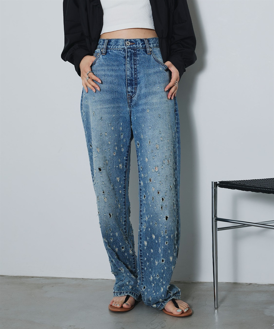 ELLEgirl ダメージクラッシュデニムパンツ_sub_14