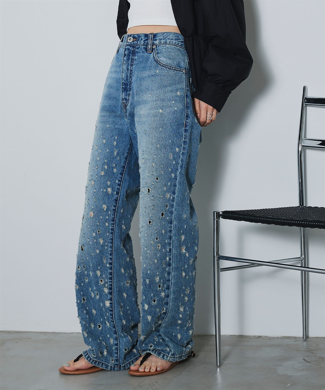 ELLEgirl ダメージクラッシュデニムパンツ_sub_16