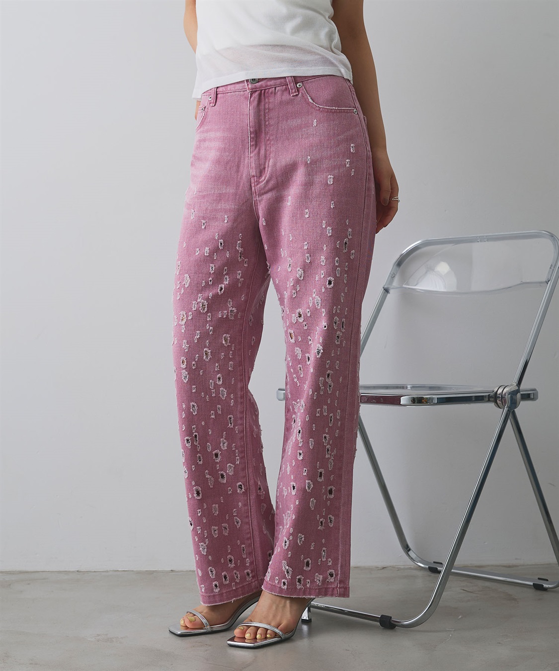 ELLEgirl ダメージクラッシュデニムパンツ_sub_17