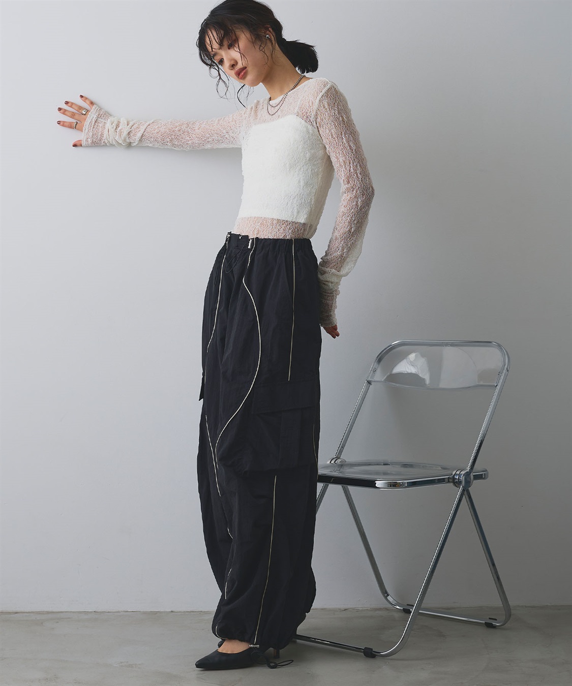 ELLEgirl ウェーブデザインパラシュートパンツ_sub_3