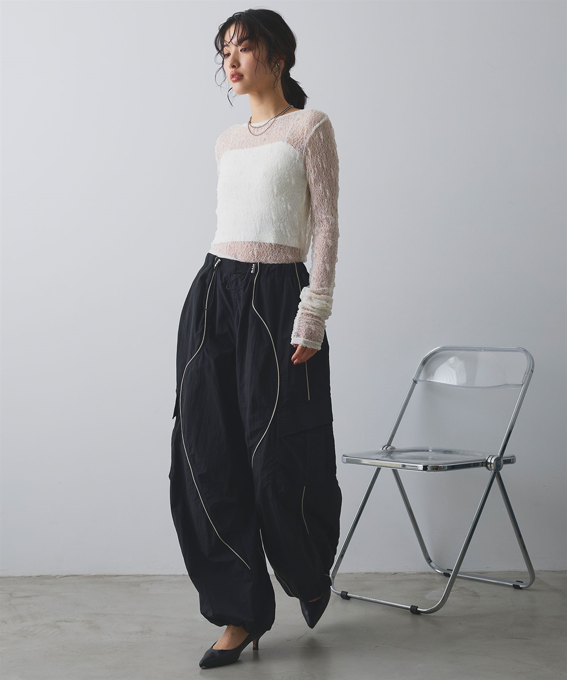 ELLEgirl ウェーブデザインパラシュートパンツ_sub_4