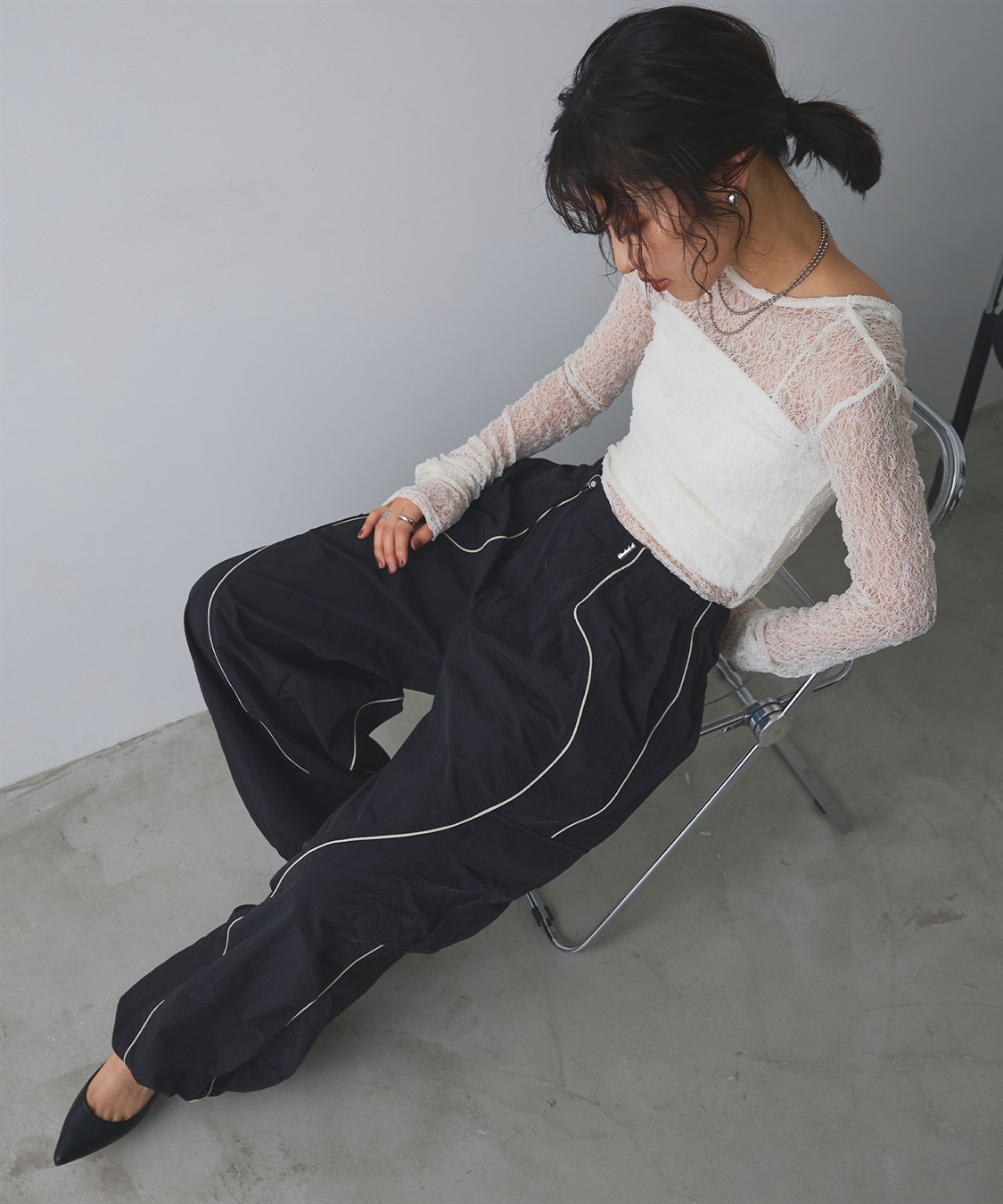 ELLEgirl ウェーブデザインパラシュートパンツ_sub_5