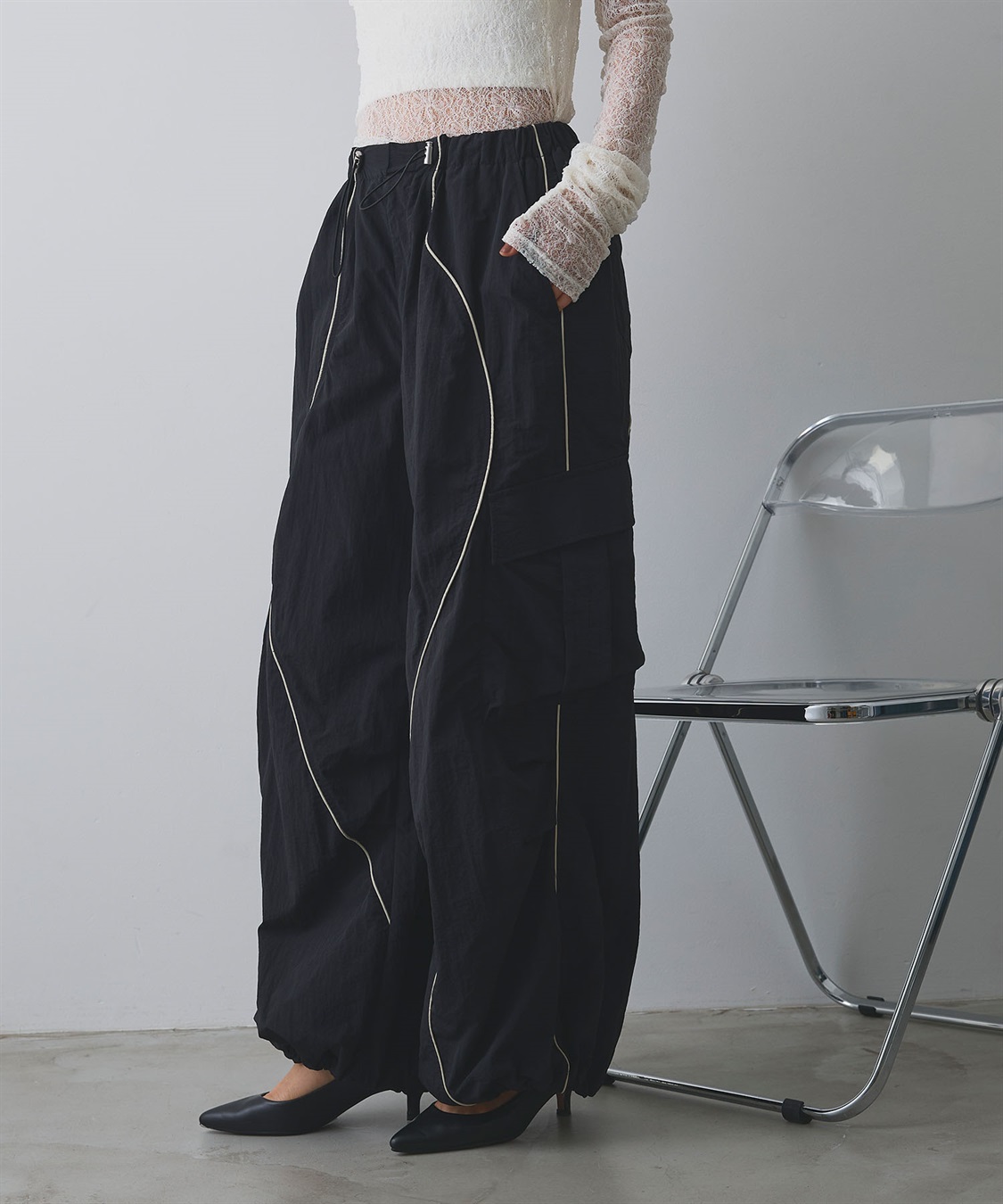 ELLEgirl ウェーブデザインパラシュートパンツ_sub_7