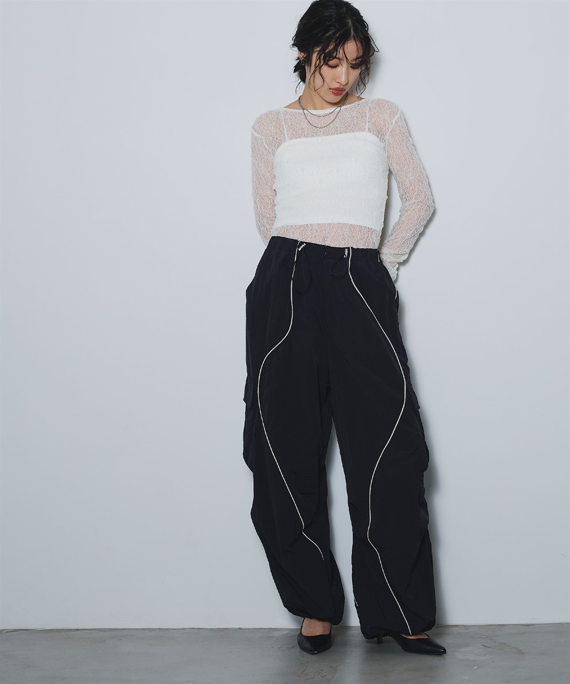 ELLEgirl ウェーブデザインパラシュートパンツ_sub_12