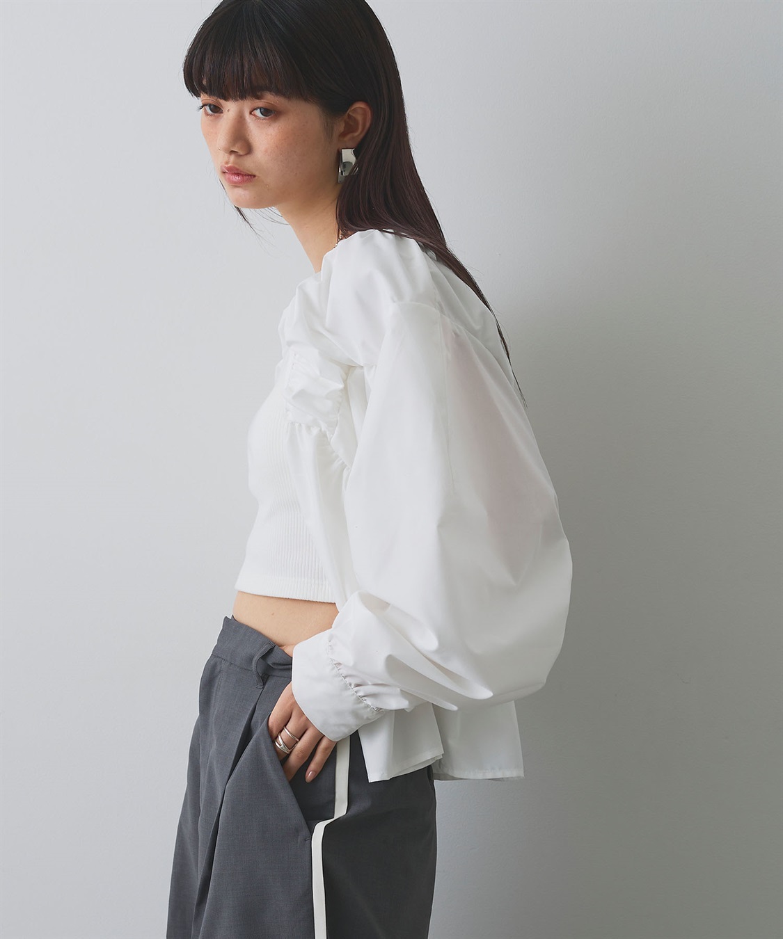 ELLEgirl デザイン切替ギャザーブラウス_sub_4