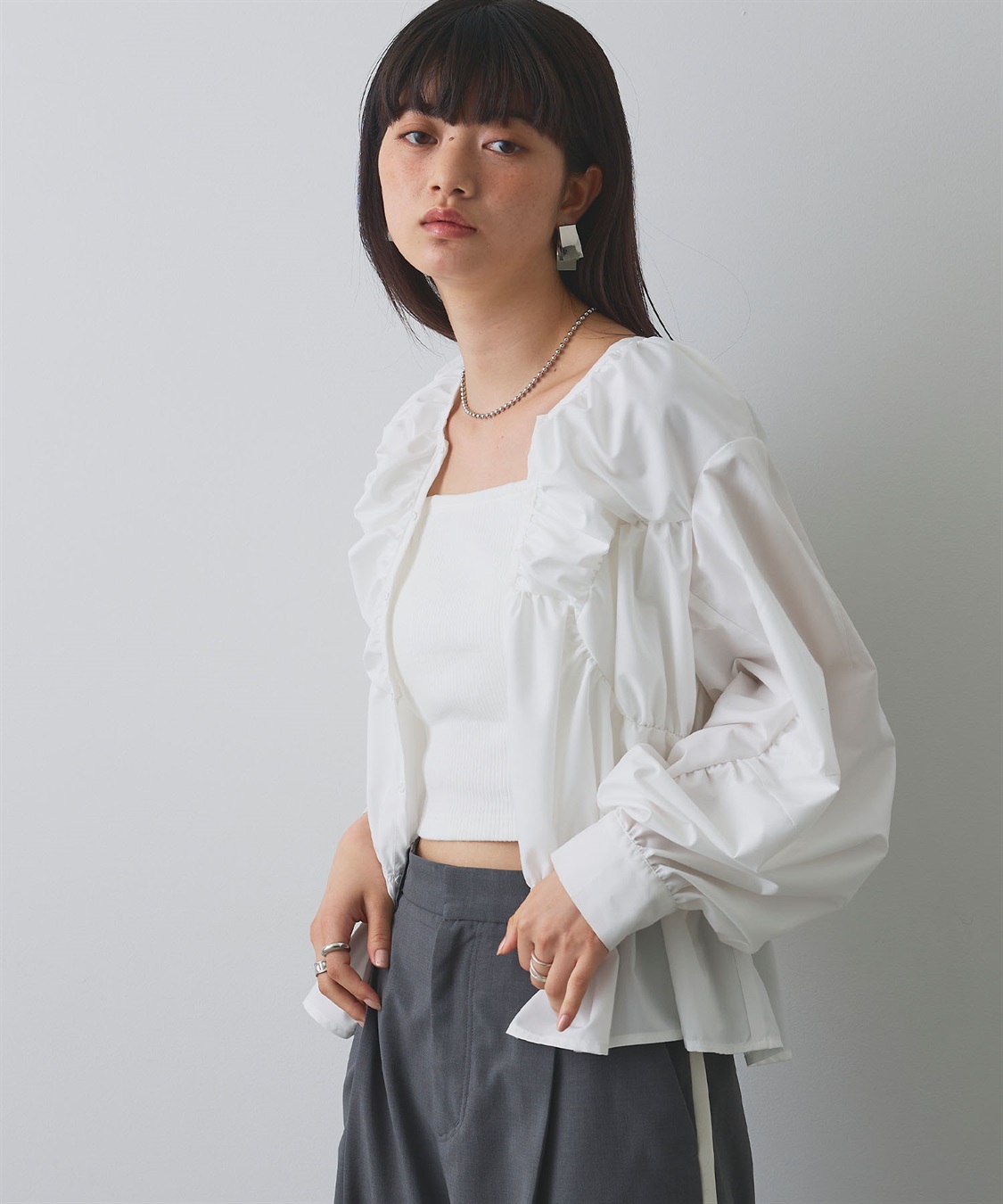 ELLEgirl デザイン切替ギャザーブラウス_sub_5